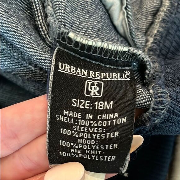 Urban Republic Blue Denim Jacket with Gray Sleeves - Picture 5 of 5